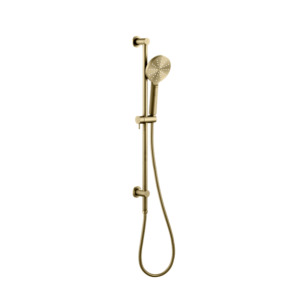 Shower On Rail Set - Top Inlet - Brushed Gold - VERVE BATHROOM DESIGN