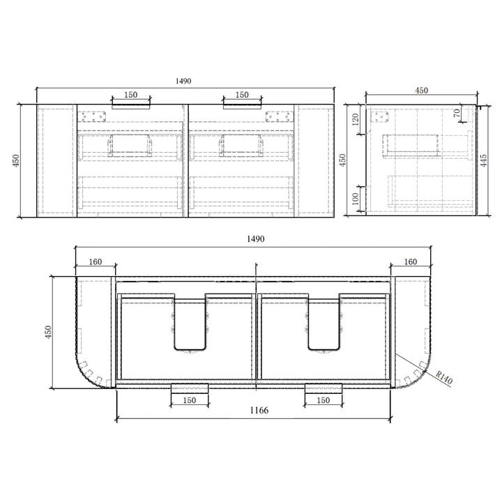 ZEHRA Single & Double Wall Hung Vanity Oak - VERVE BATHROOM DESIGN