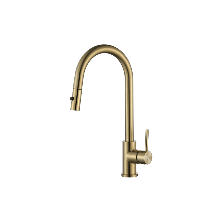 Pull Out Sink Mixer - Brush Gold - VERVE BATHROOM DESIGN