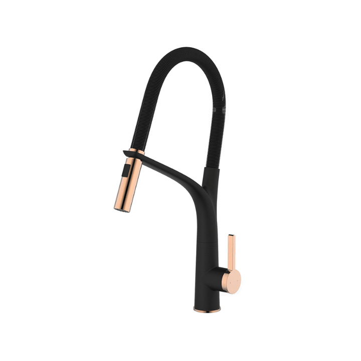 VIENA Pull Out Sink Mixer - Black Rose Gold - VERVE BATHROOM DESIGN