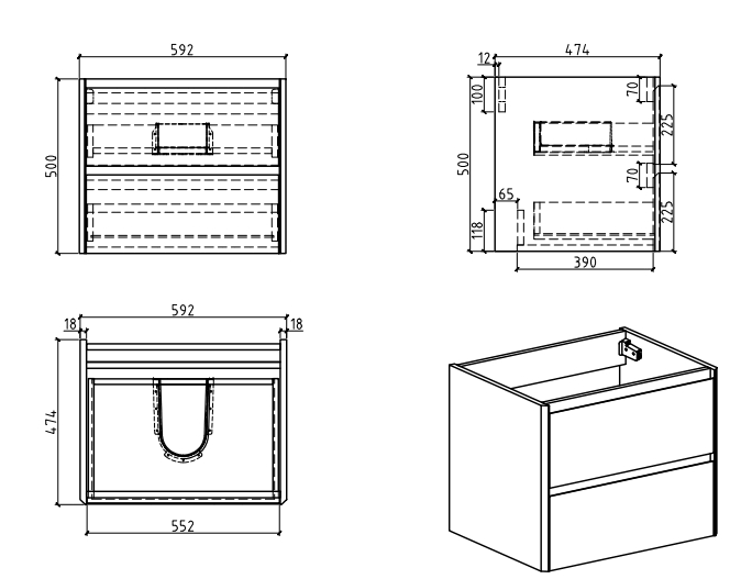 KOJONUP Single & Double Wall Hung Vanity Oak - VERVE BATHROOM DESIGN