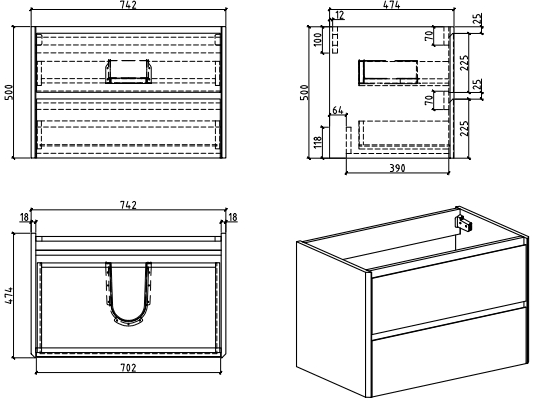 KOJONUP Single & Double Wall Hung Vanity Oak - VERVE BATHROOM DESIGN