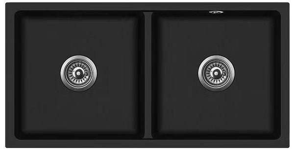 SELENE 800*450mm Double Bowl Sink - Black Granite - VERVE BATHROOM DESIGN