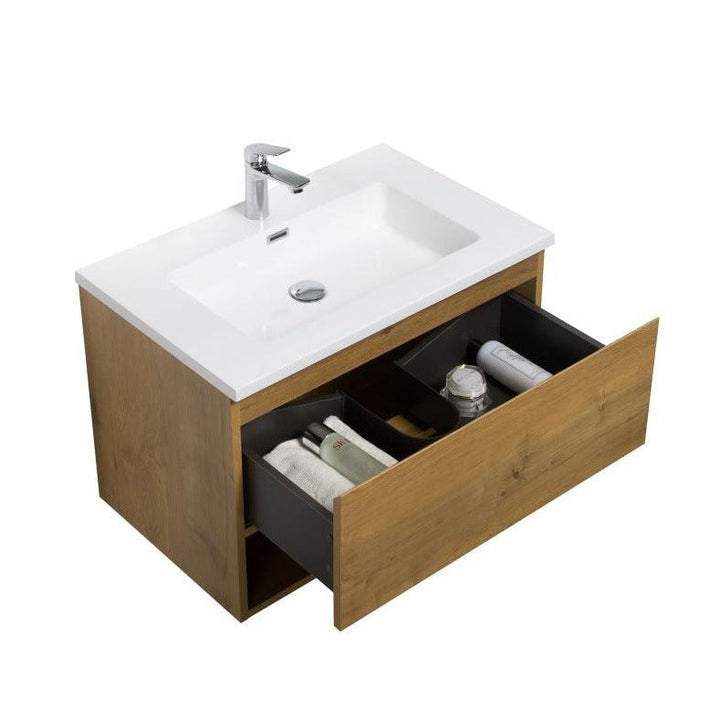 DELSA Single & Double Wall Hung Vanity Oak - VERVE BATHROOM DESIGN