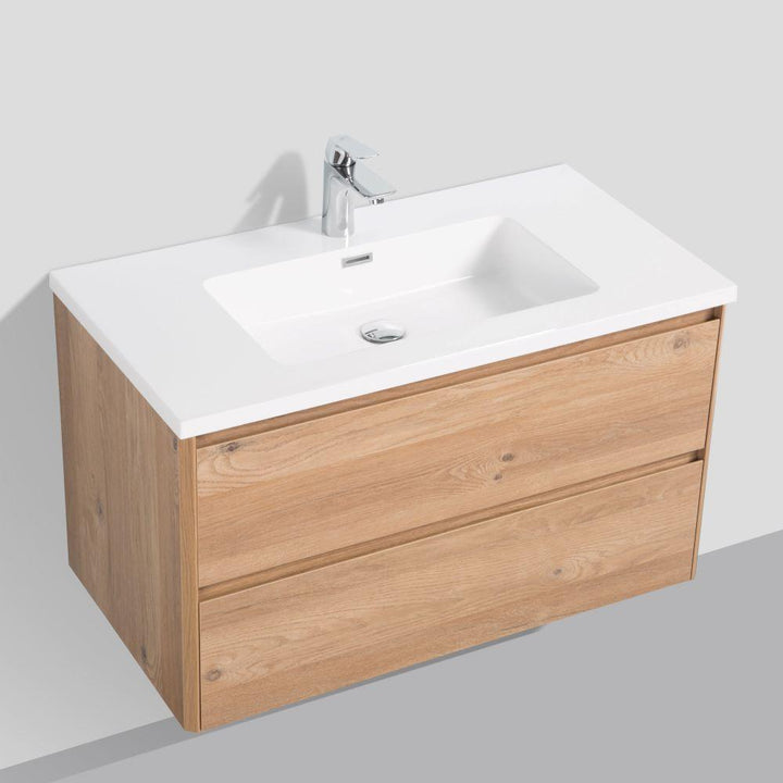 KOJONUP Single & Double Wall Hung Vanity Oak - VERVE BATHROOM DESIGN