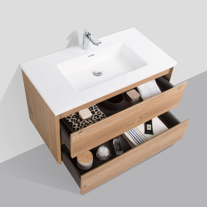 KOJONUP Single & Double Wall Hung Vanity Oak - VERVE BATHROOM DESIGN