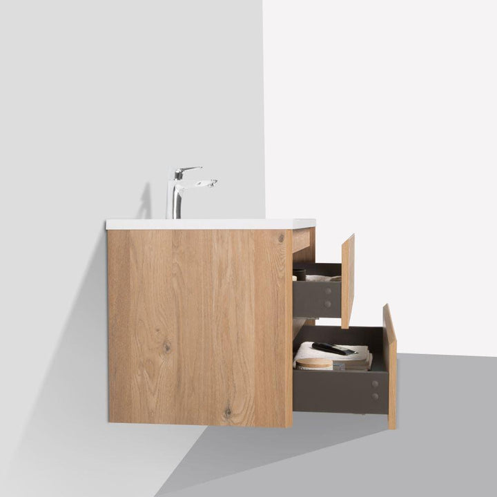 KOJONUP Single & Double Wall Hung Vanity Oak - VERVE BATHROOM DESIGN