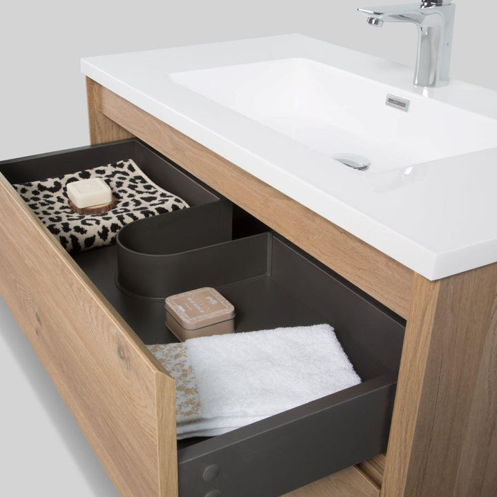 KOJONUP Single & Double Wall Hung Vanity Oak - VERVE BATHROOM DESIGN