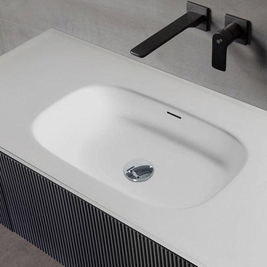MONTREAL 1350mm Fluted Design Wall Hung Single Vanity - Blue - VERVE BATHROOM DESIGN