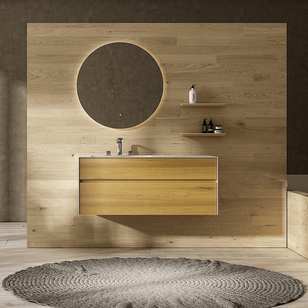 BRAVO Wall Hung Single Vanity Oak Timber 1200mm - VERVE BATHROOM DESIGN