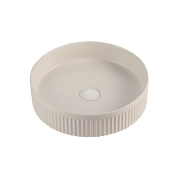 BEYOND1 Round Ceramic Bench Basin Stone White - VERVE BATHROOM DESIGN