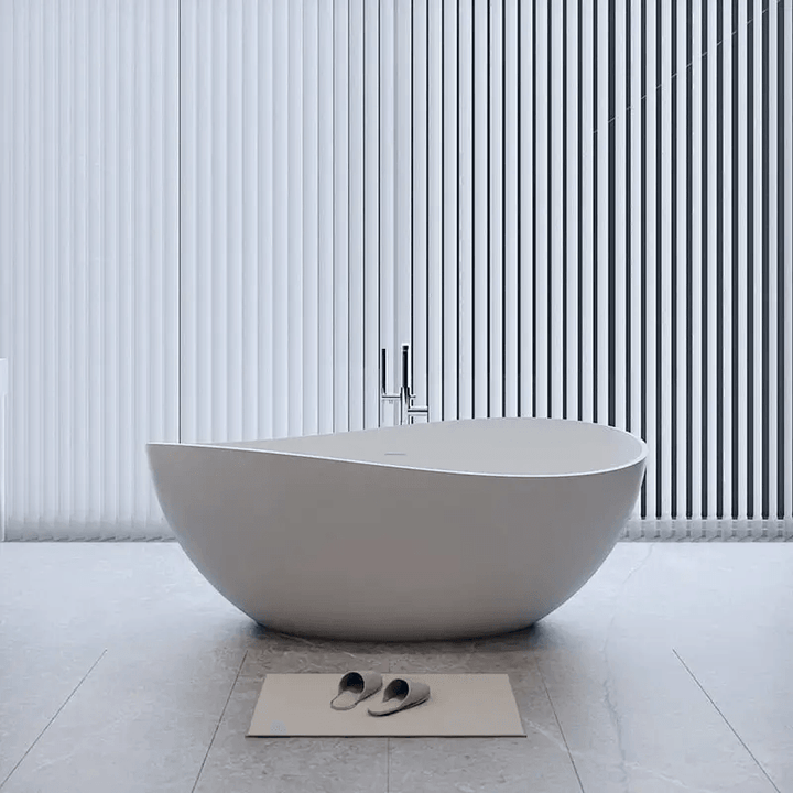 CUNARD Egg Shaped Freestanding Solid Surface Bath 1600mm - VERVE BATHROOM DESIGN