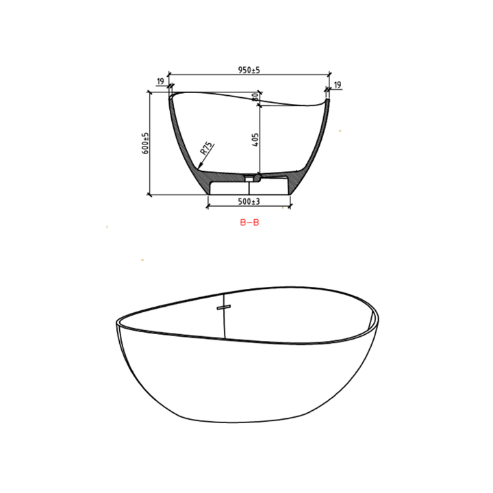 CUNARD Egg Shaped Freestanding Solid Surface Bath 1600mm - VERVE BATHROOM DESIGN