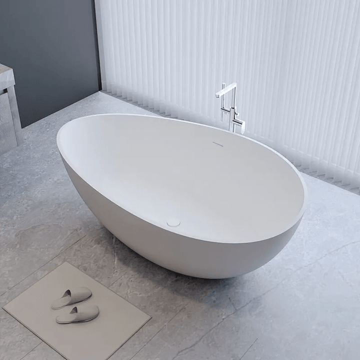 CUNARD Egg Shaped Freestanding Solid Surface Bath 1600mm - VERVE BATHROOM DESIGN