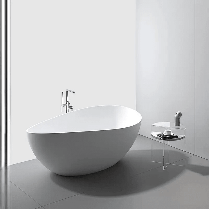 CUNARD Egg Shaped Freestanding Solid Surface Bath 1600mm - VERVE BATHROOM DESIGN