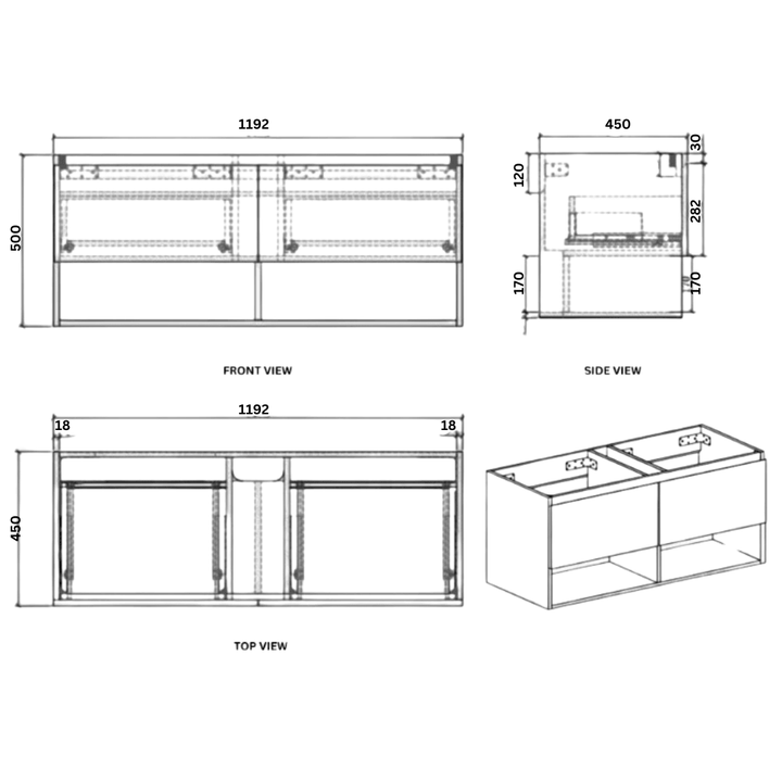 DELSA Single & Double Wall Hung Vanity Oak - VERVE BATHROOM DESIGN