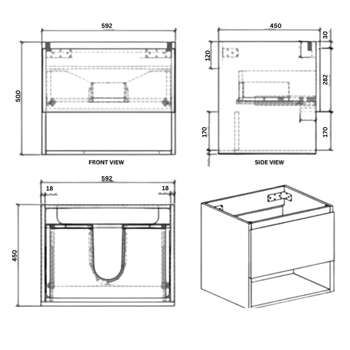 DELSA Single & Double Wall Hung Vanity Oak - VERVE BATHROOM DESIGN