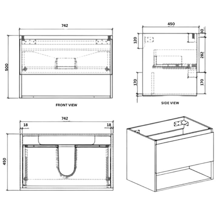 DELSA Single & Double Wall Hung Vanity Oak - VERVE BATHROOM DESIGN