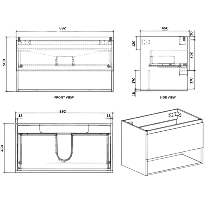 DELSA Single & Double Wall Hung Vanity Oak - VERVE BATHROOM DESIGN