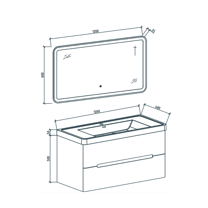 FOREST Wall Hung Groove Single Vanity Misty Grey 1200mm - VERVE BATHROOM DESIGN