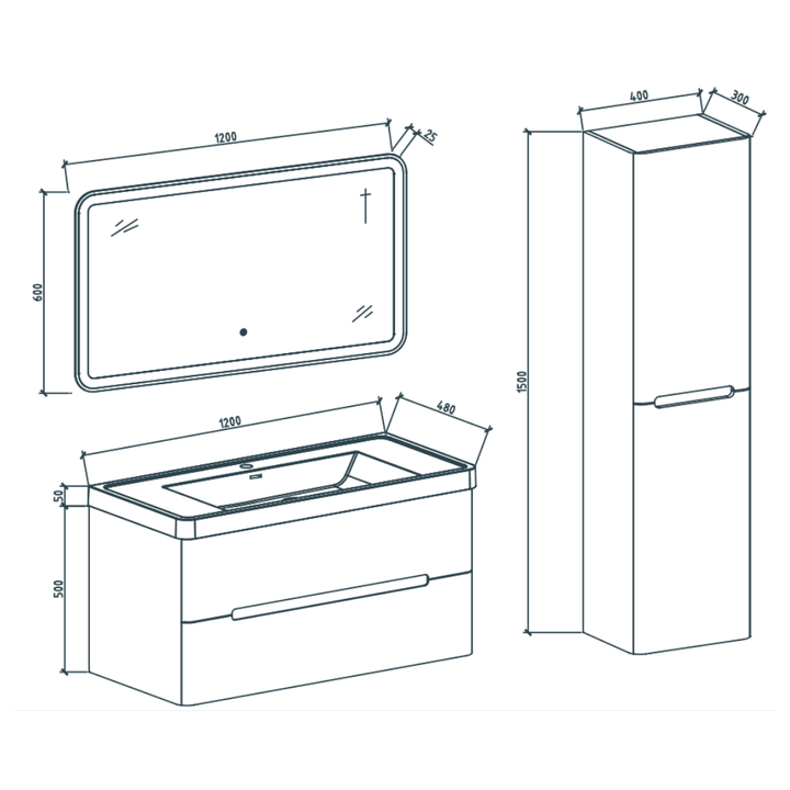 FOREST Wall Hung Groove Single Vanity Misty Grey 1200mm - VERVE BATHROOM DESIGN