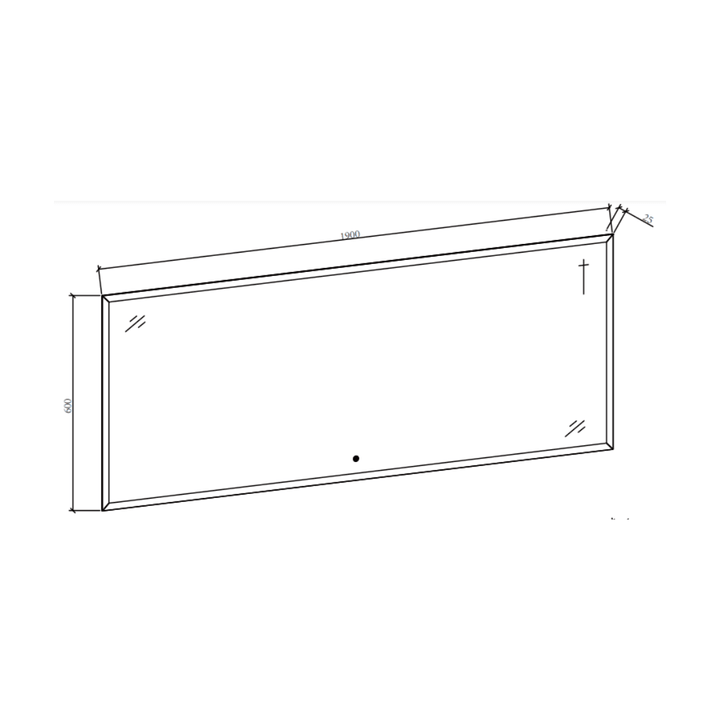 HARLEY Rectangle LED Mirror Dimmable & Anti-Fog 1900*600mm - VERVE BATHROOM DESIGN