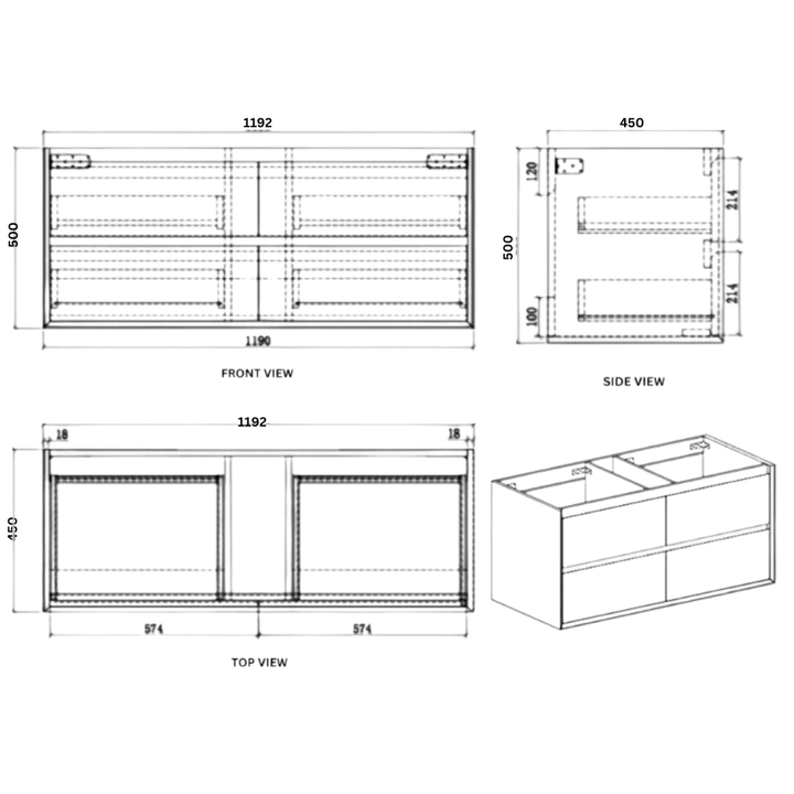 KOJONUP Single & Double Wall Hung Vanity Oak - VERVE BATHROOM DESIGN