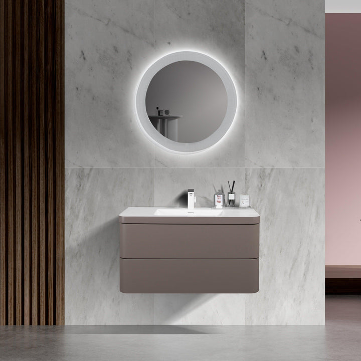 TASMAN 1000mm Wall Hung Designer Groove Single Vanity - Agate Grey - VERVE BATHROOM DESIGN