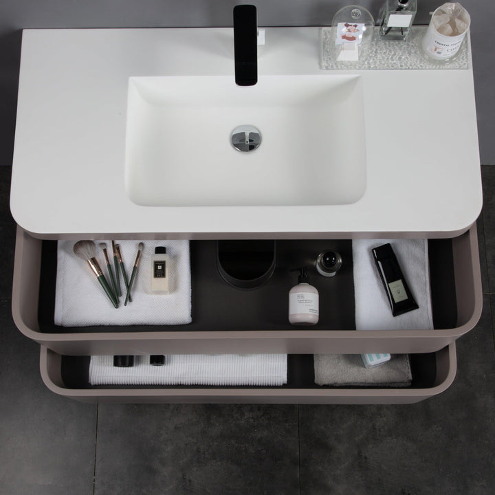 TASMAN 1000mm Wall Hung Designer Groove Single Vanity - Agate Grey - VERVE BATHROOM DESIGN