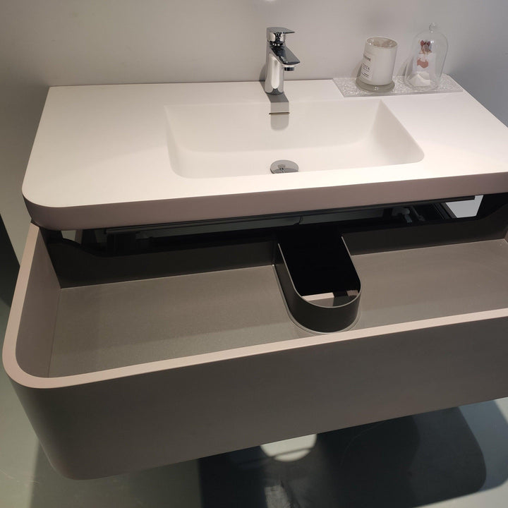 TASMAN 1000mm Wall Hung Designer Groove Single Vanity - Agate Grey - VERVE BATHROOM DESIGN