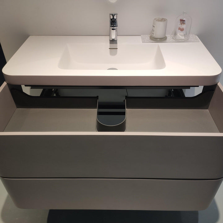 TASMAN 1000mm Wall Hung Designer Groove Single Vanity - Agate Grey - VERVE BATHROOM DESIGN