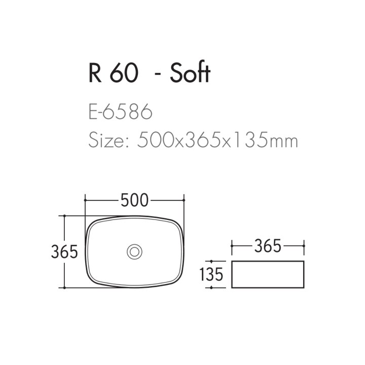 R60 Soft Bench Basin - Shinning White - VERVE BATHROOM DESIGN
