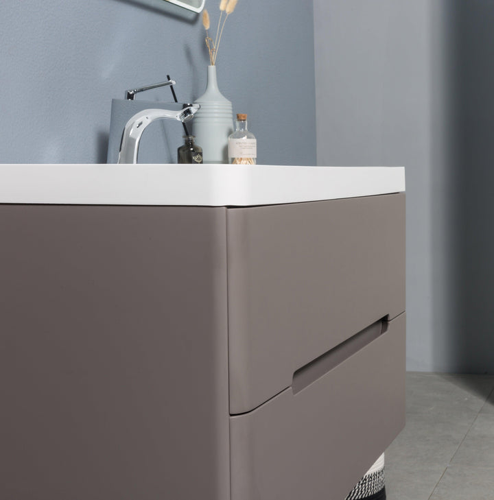 FOREST Wall Hung Groove Single Vanity Misty Grey 1200mm - VERVE BATHROOM DESIGN