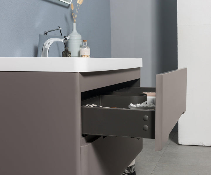 FOREST Wall Hung Groove Single Vanity Misty Grey 1200mm - VERVE BATHROOM DESIGN