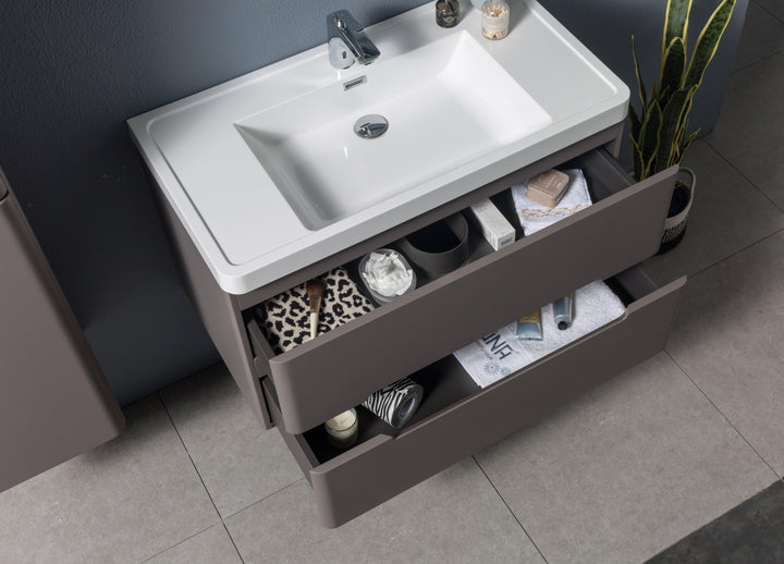 FOREST Wall Hung Groove Single Vanity Misty Grey 1200mm - VERVE BATHROOM DESIGN