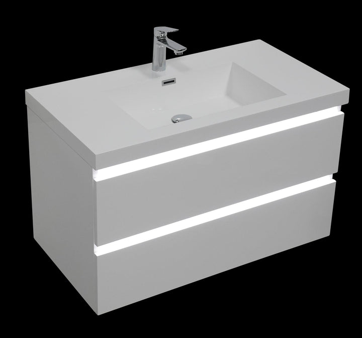 ELLSA Wall Hung Single Vanity Gloss White 900mm - VERVE BATHROOM DESIGN