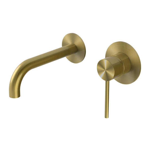 SEBASTIAN Wall Basin/Bath Mixer - Brushed Gold - Flat - VERVE BATHROOM DESIGN