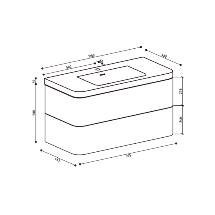 TASMAN 1000mm Wall Hung Designer Groove Single Vanity - Agate Grey - VERVE BATHROOM DESIGN