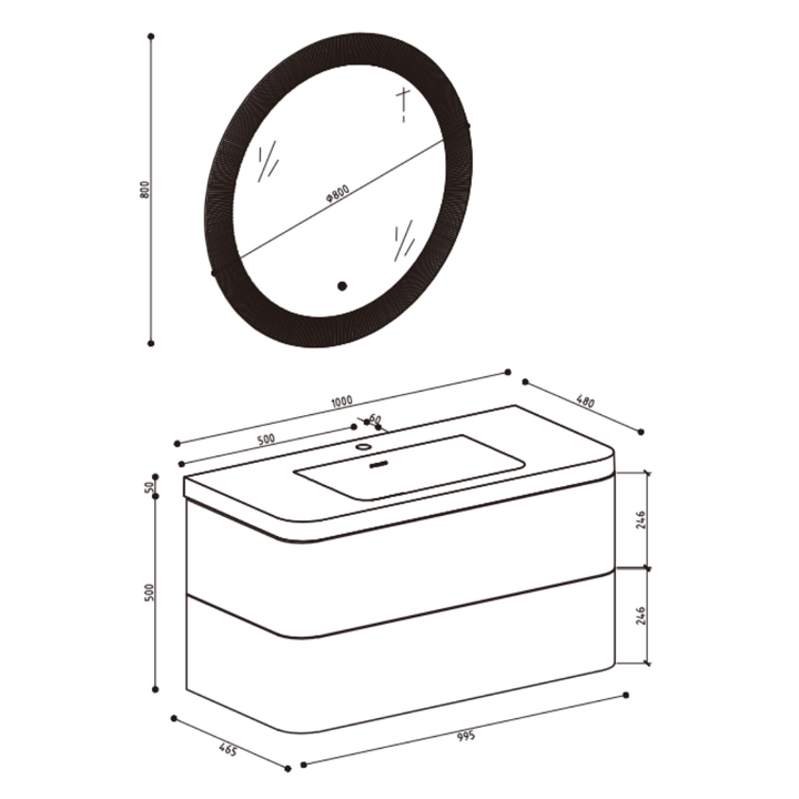 TASMAN 1000mm Wall Hung Designer Groove Single Vanity - Agate Grey - VERVE BATHROOM DESIGN