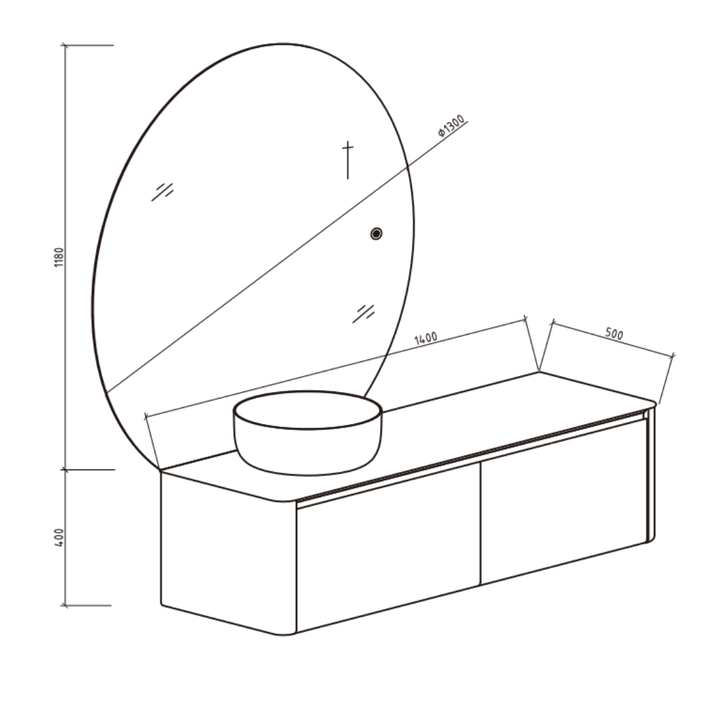 VENICE Round LED Mirror Dimmable & Anti-Fog 1300*1180mm - VERVE BATHROOM DESIGN