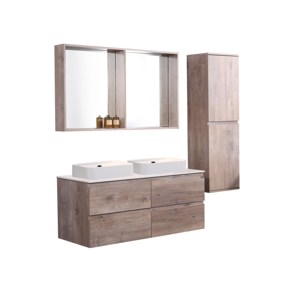 FERN Wall Hung Double Vanity Dark Oak 1200mm