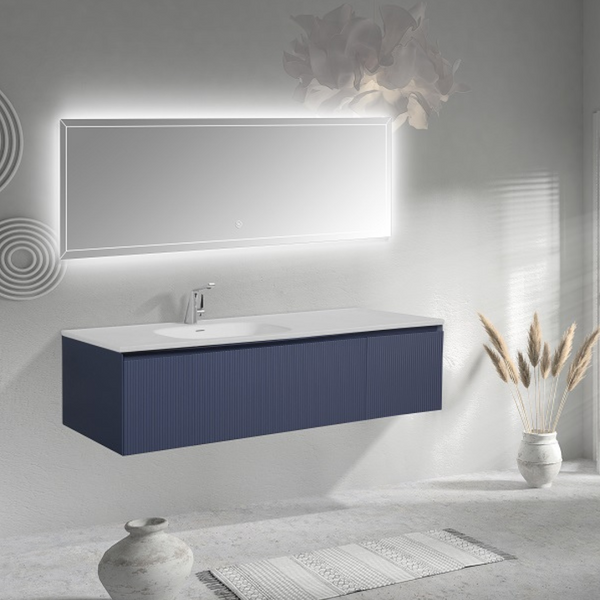 MONTREAL 1350mm Fluted Design Wall Hung Single Vanity - Blue