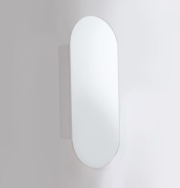 Nura Oval LED Mirror Cabinet Matte White 1125*450