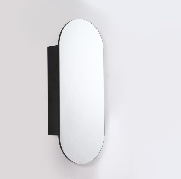 Nura Oval LED Mirror Cabinet Matte Black 1125*450
