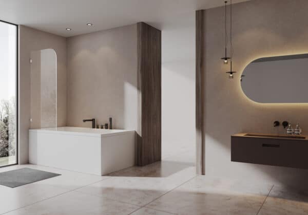 Frameless Curved Bath Screen Reversible 700 x 1400mm
