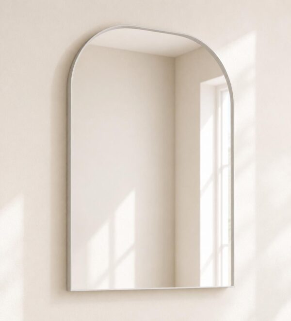 Arched Framed Mirror 600 x 750mm Brushed Nickel