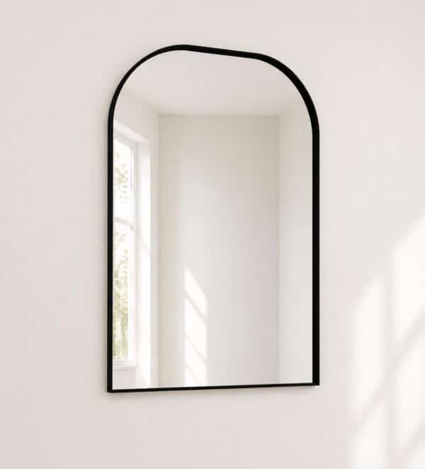 Arched Framed Mirror 600 x 750mm Matte Black