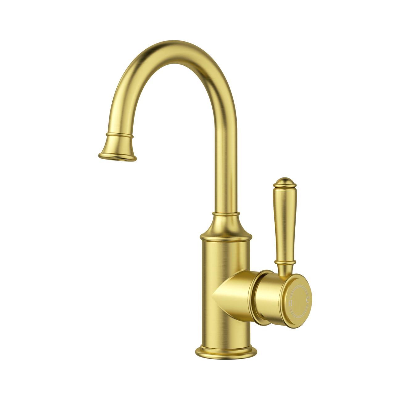 Balmoral – Brushed Gold Gooseneck Basin Mixer