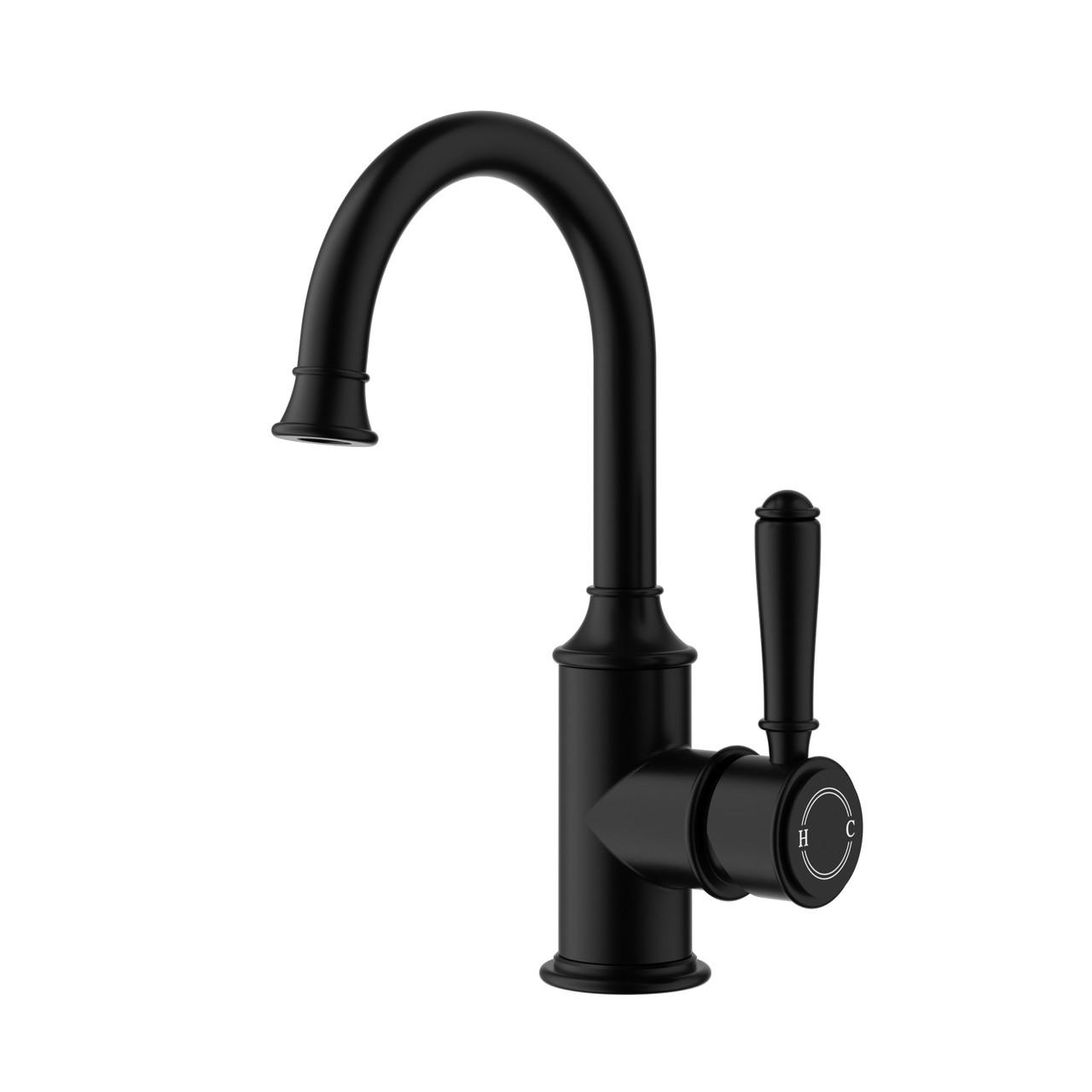 Balmoral – Matte Black Gooseneck Basin Mixer