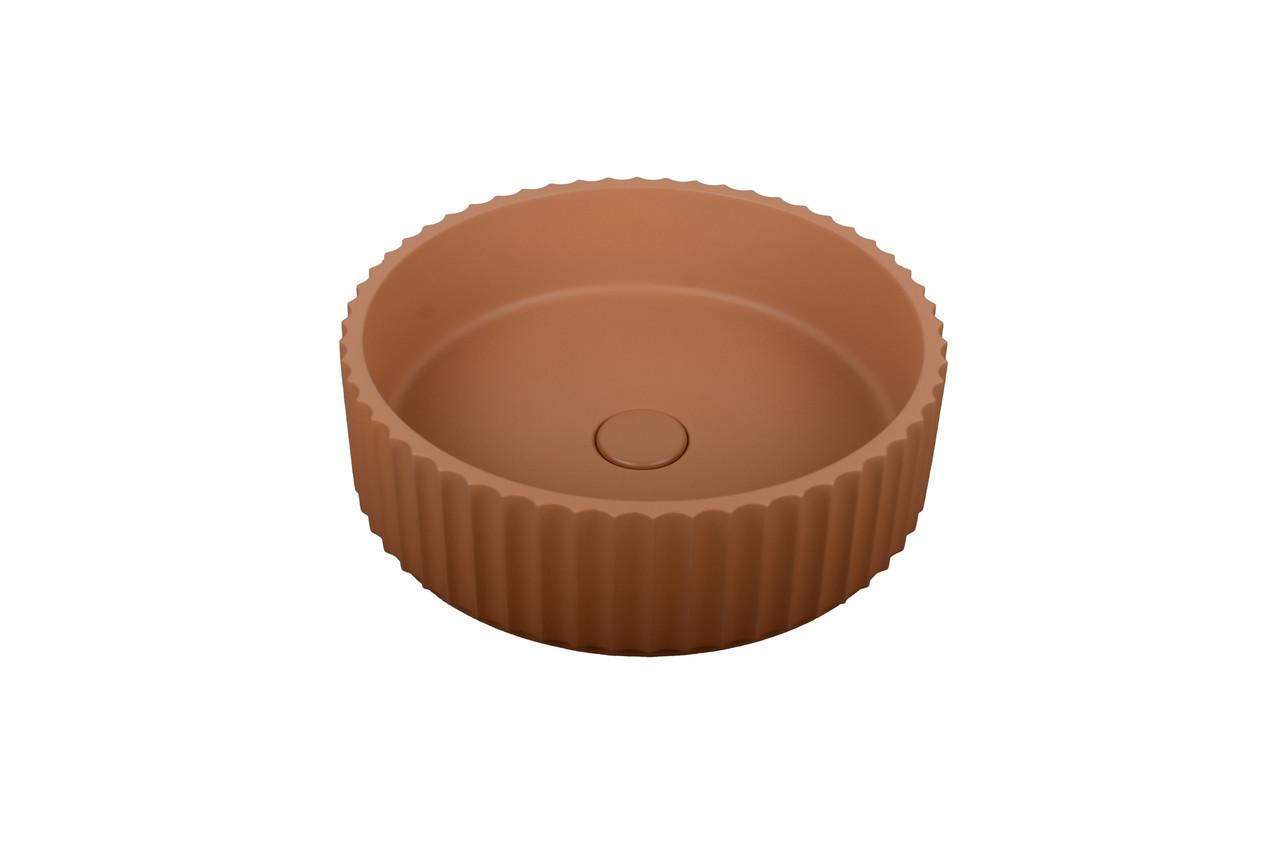 Banksia – Round Fluted Terracotta Concrete Basin 398mm